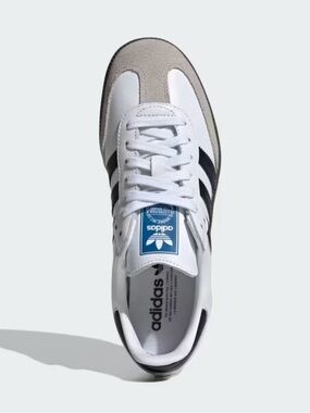 adidas Samba White & Black Retro Suede-Trim Sneaker